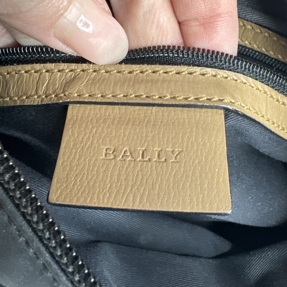 Bally Vintage Black Beige Nylon Leather Baguette Shoulder Bag Purse Made Italy - Picture 14 of 16